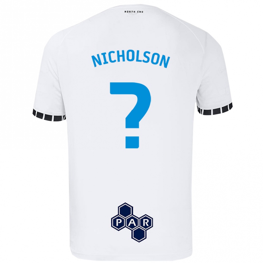 Kids Football Joseph Nicholson #0 White Home Jersey 2024/25 T-Shirt Uk