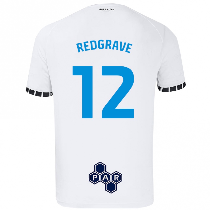 Kids Football Jodie Redgrave #12 White Home Jersey 2024/25 T-Shirt Uk