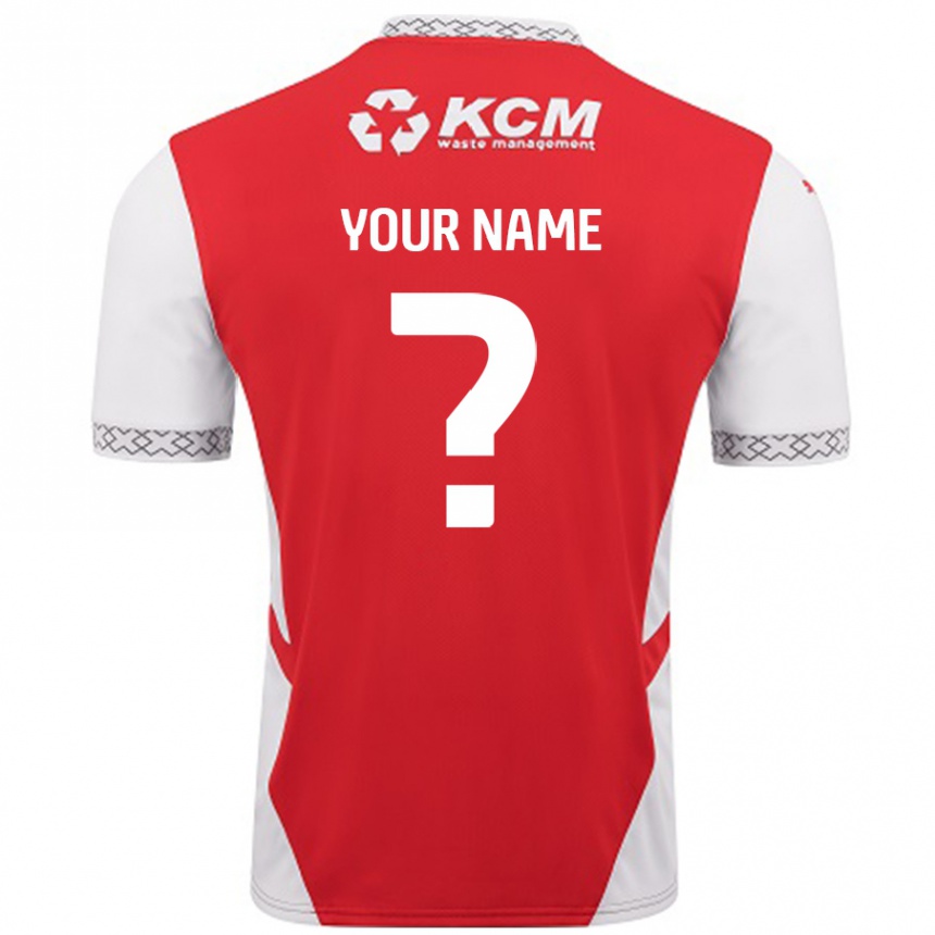 Kids Football Your Name #0 Red White Home Jersey 2024/25 T-Shirt Uk