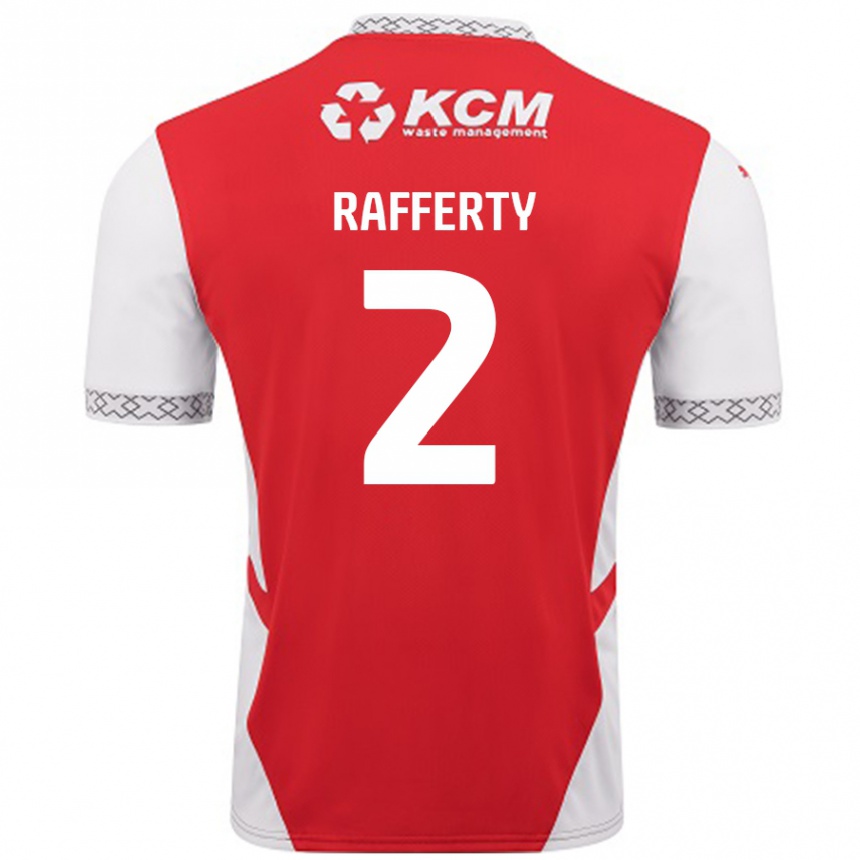 Kids Football Joe Rafferty #2 Red White Home Jersey 2024/25 T-Shirt Uk