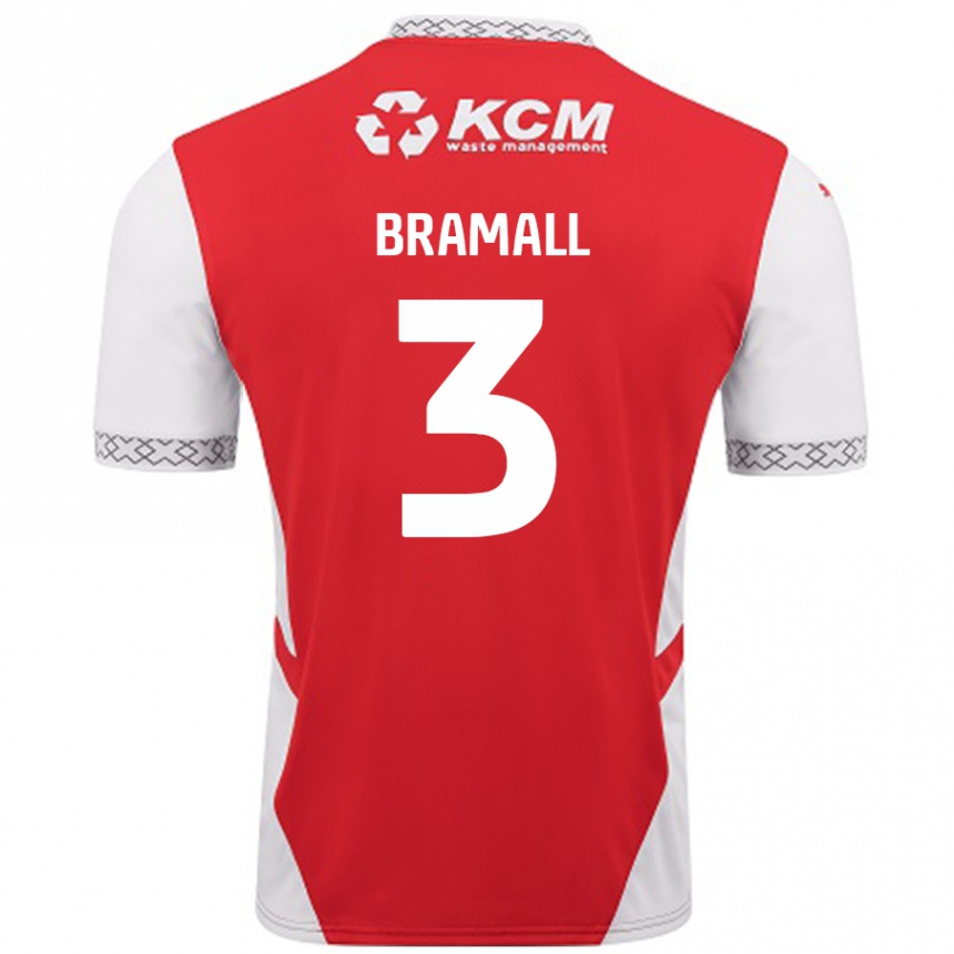 Kids Football Cohen Bramall #3 Red White Home Jersey 2024/25 T-Shirt Uk