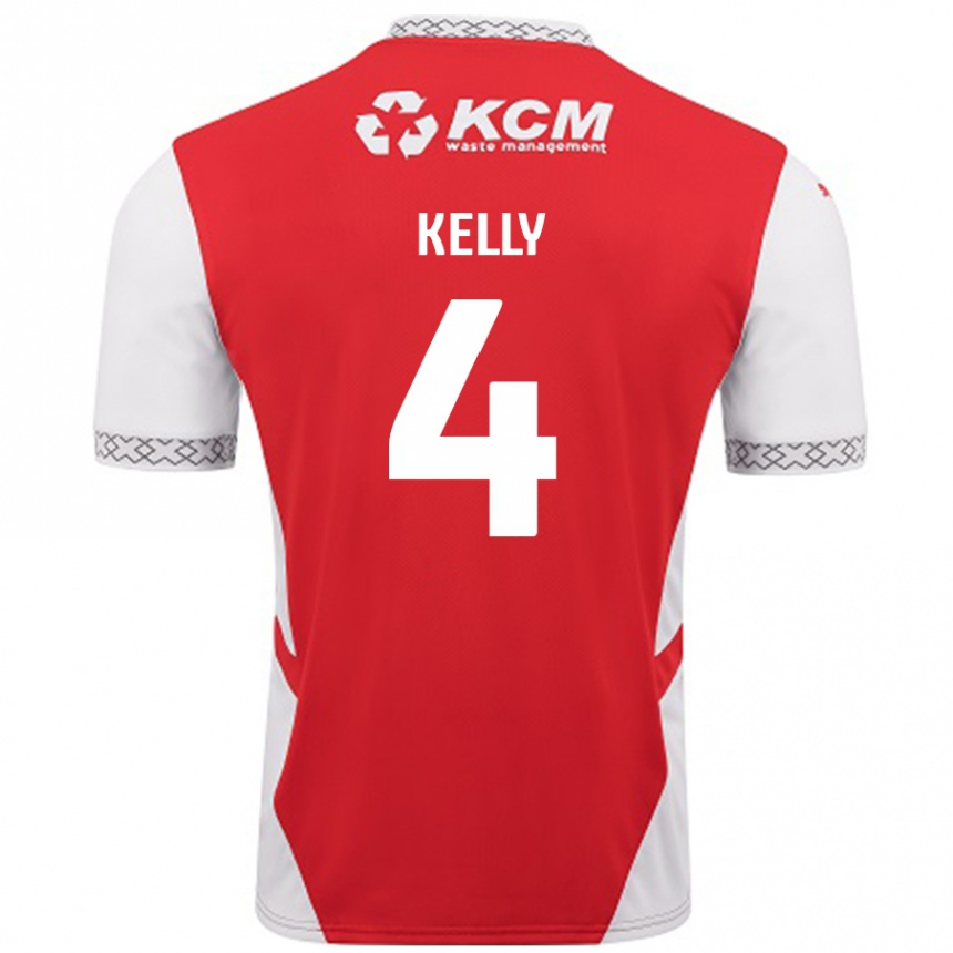 Kids Football Liam Kelly #4 Red White Home Jersey 2024/25 T-Shirt Uk