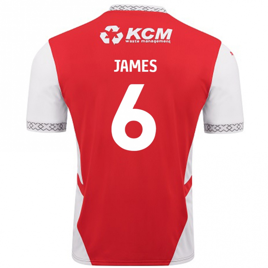 Kids Football Reece James #6 Red White Home Jersey 2024/25 T-Shirt Uk