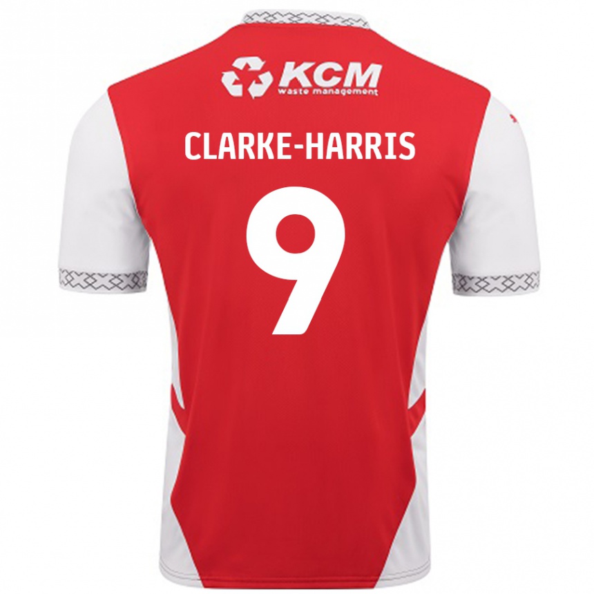 Kids Football Jonson Clarke-Harris #9 Red White Home Jersey 2024/25 T-Shirt Uk