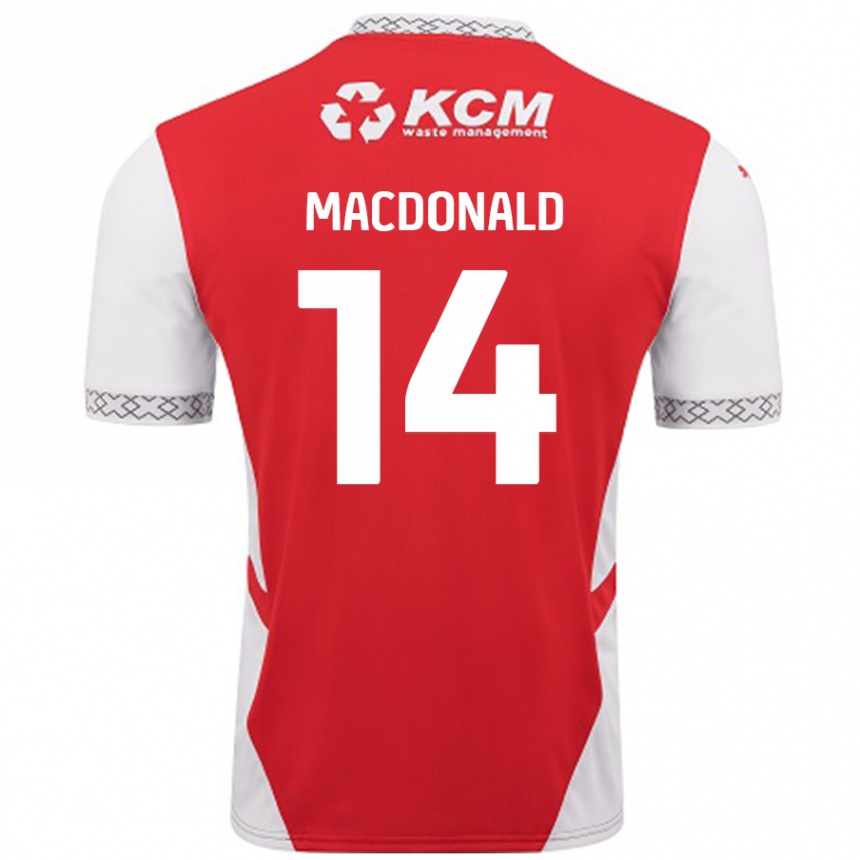 Kids Football Alex Macdonald #14 Red White Home Jersey 2024/25 T-Shirt Uk