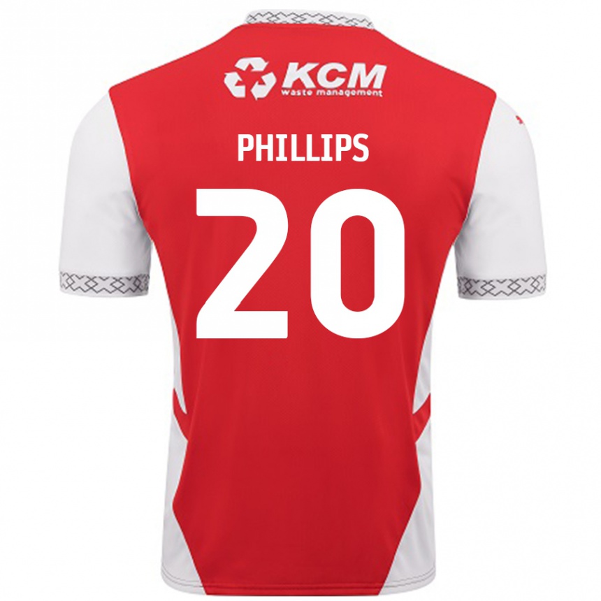 Kids Football Dillon Phillips #20 Red White Home Jersey 2024/25 T-Shirt Uk