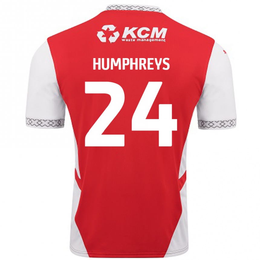 Kids Football Cameron Humphreys #24 Red White Home Jersey 2024/25 T-Shirt Uk