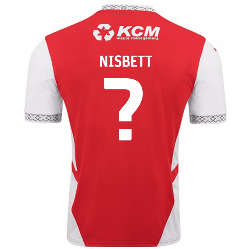 Kids Football Kanye Nisbett #0 Red White Home Jersey 2024/25 T-Shirt Uk