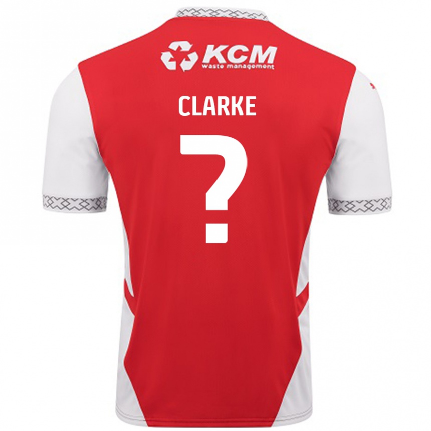 Kids Football James Clarke #0 Red White Home Jersey 2024/25 T-Shirt Uk