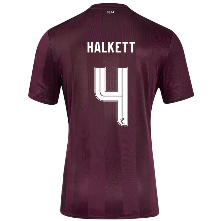 Kids Football Craig Halkett #4 Burgundy Home Jersey 2024/25 T-Shirt Uk