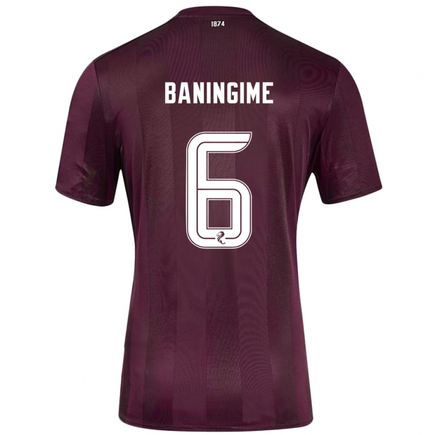 Kids Football Beni Baningime #6 Burgundy Home Jersey 2024/25 T-Shirt Uk