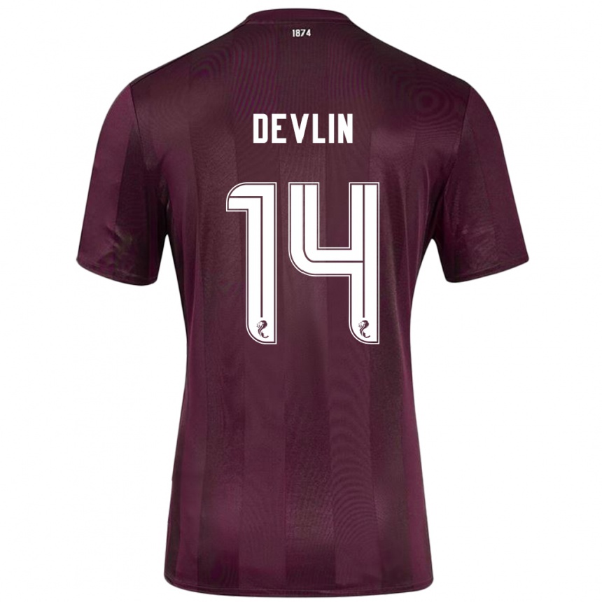 Kids Football Cammy Devlin #14 Burgundy Home Jersey 2024/25 T-Shirt Uk