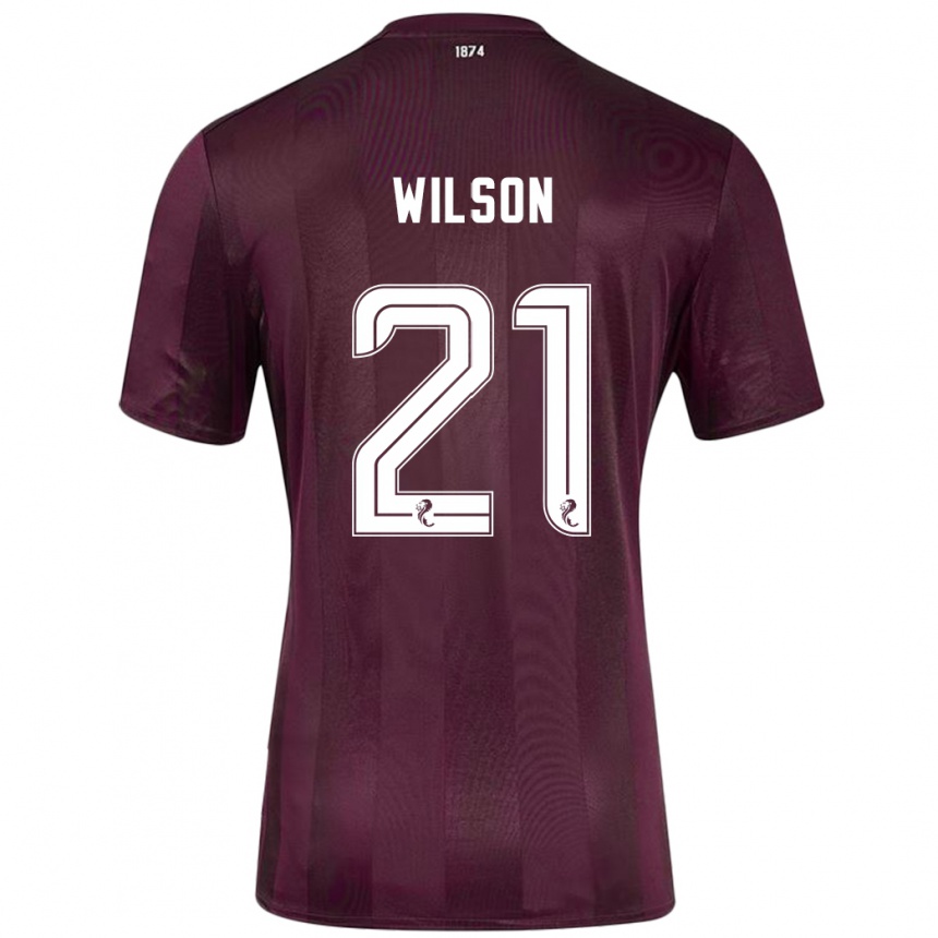 Kids Football James Wilson #21 Burgundy Home Jersey 2024/25 T-Shirt Uk