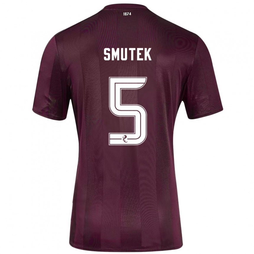 Kids Football Kai Smutek #5 Burgundy Home Jersey 2024/25 T-Shirt Uk