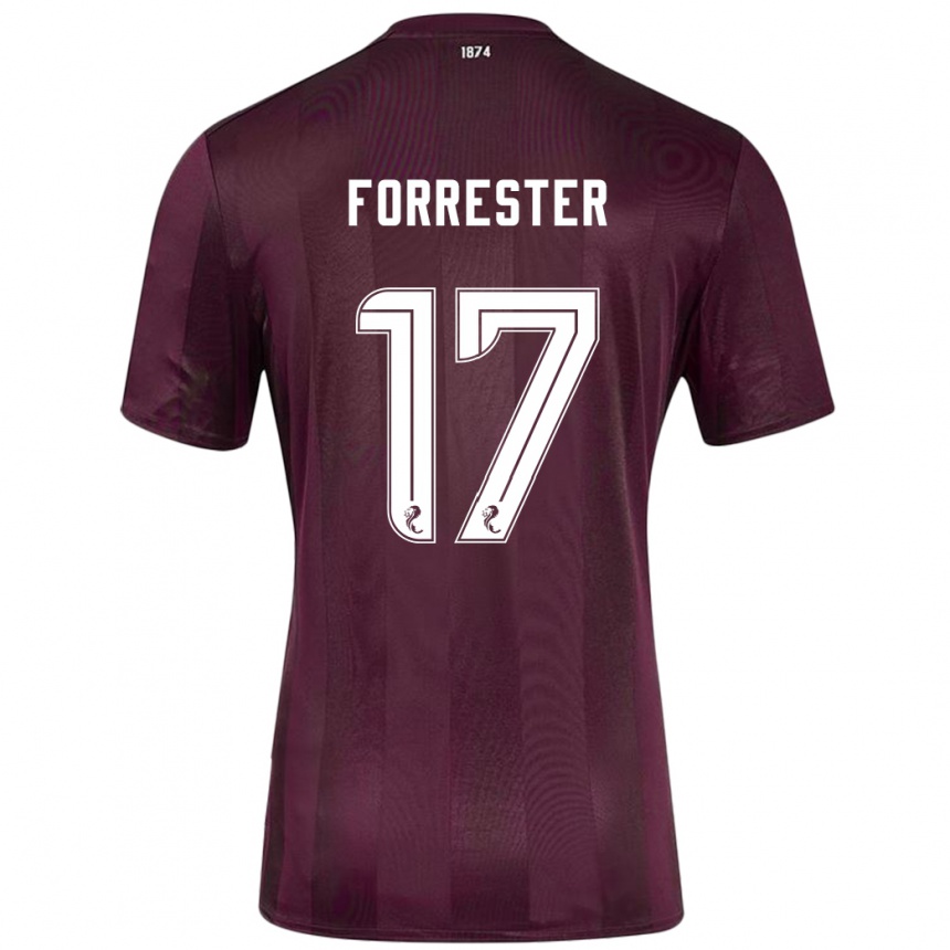 Kids Football Adam Forrester #17 Burgundy Home Jersey 2024/25 T-Shirt Uk