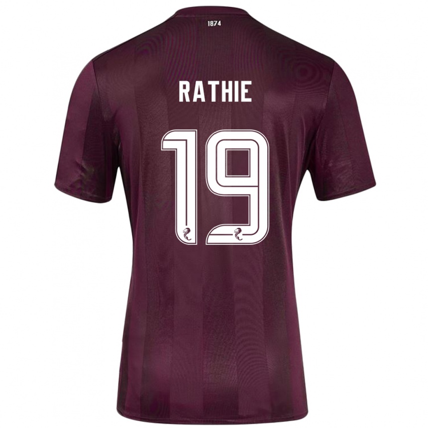 Kids Football Luke Rathie #19 Burgundy Home Jersey 2024/25 T-Shirt Uk