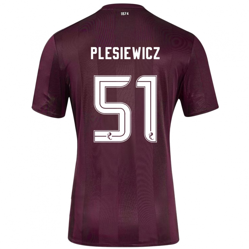 Kids Football Szymon Plesiewicz #51 Burgundy Home Jersey 2024/25 T-Shirt Uk