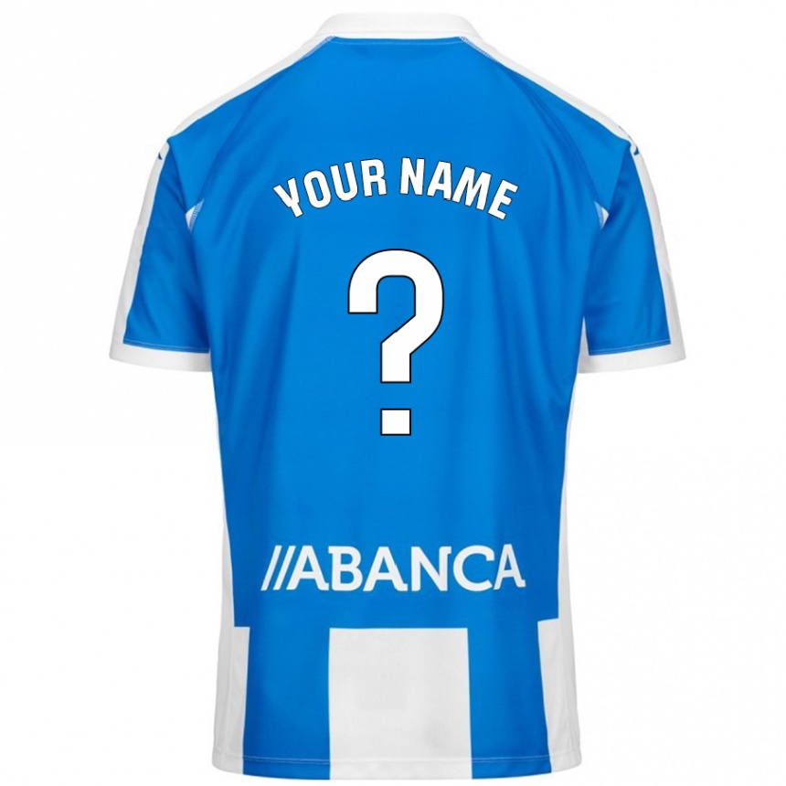 Kids Football Your Name #0 Blue White Home Jersey 2024/25 T-Shirt Uk