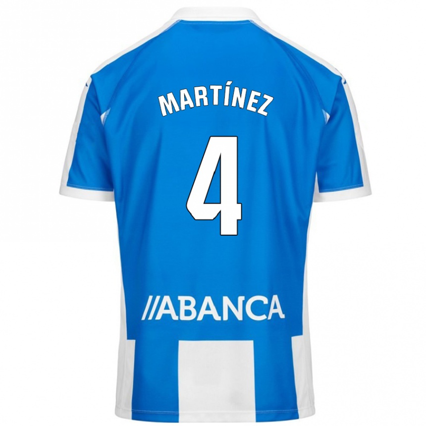 Kids Football Pablo Martínez #4 Blue White Home Jersey 2024/25 T-Shirt Uk