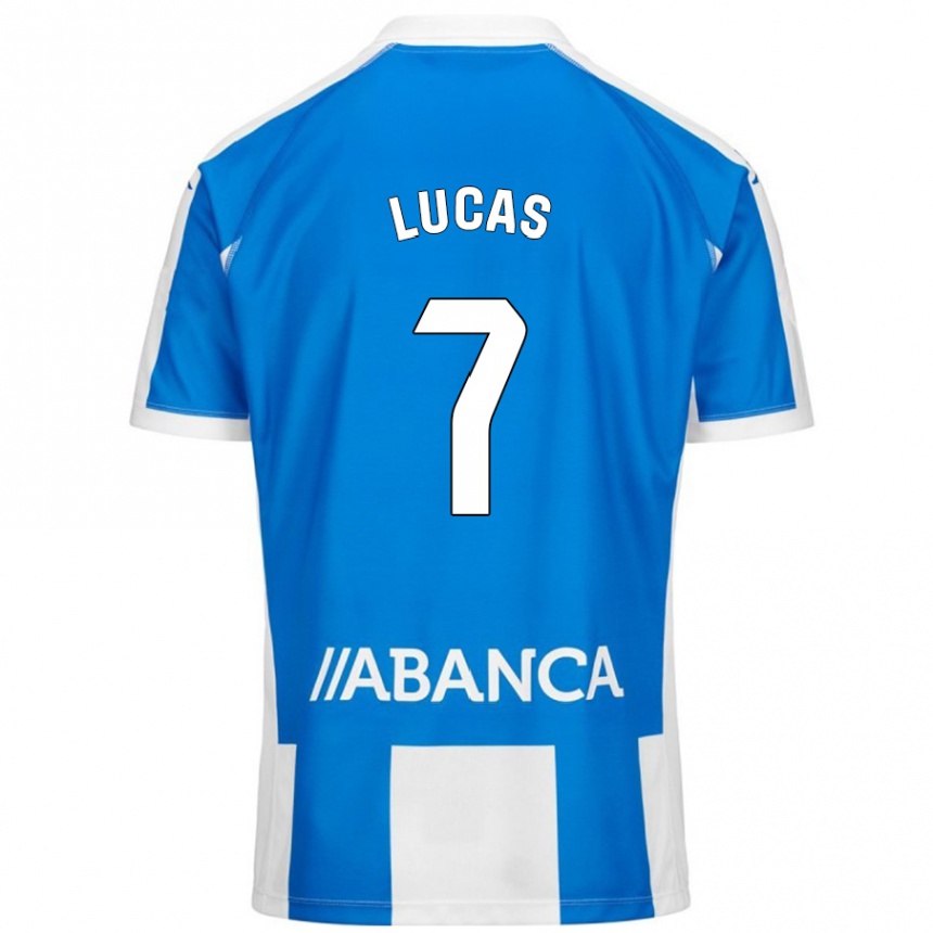 Kids Football Lucas Pérez #7 Blue White Home Jersey 2024/25 T-Shirt Uk