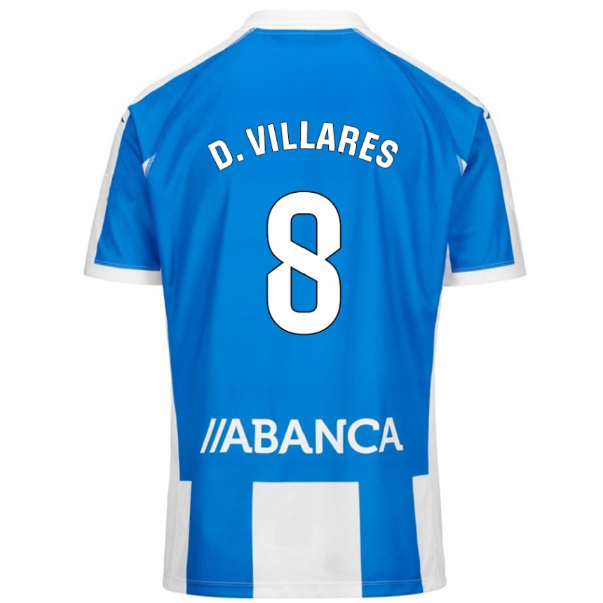 Kids Football Diego Villares #8 Blue White Home Jersey 2024/25 T-Shirt Uk