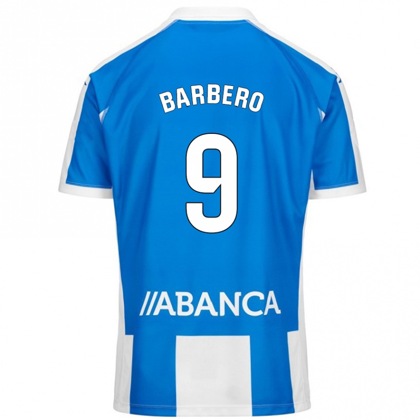 Kids Football Iván Barbero #9 Blue White Home Jersey 2024/25 T-Shirt Uk