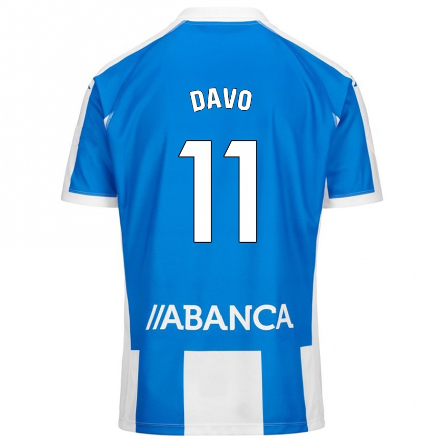 Kids Football Davo #11 Blue White Home Jersey 2024/25 T-Shirt Uk