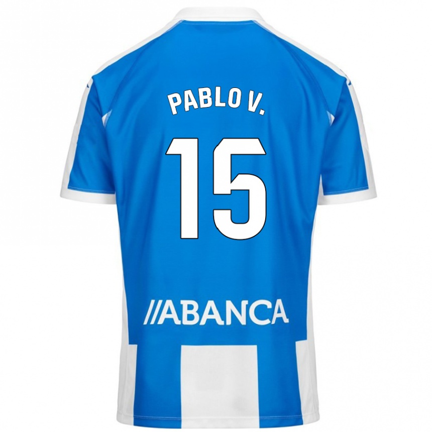 Kids Football Pablo Vázquez #15 Blue White Home Jersey 2024/25 T-Shirt Uk