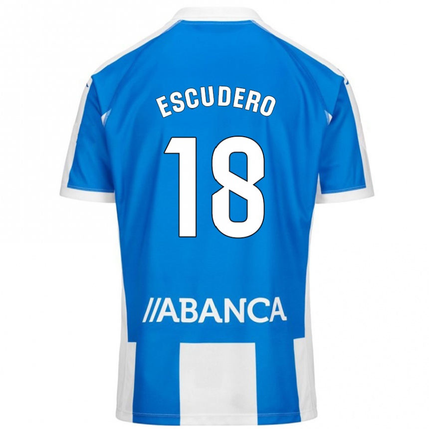 Kids Football Sergio Escudero #18 Blue White Home Jersey 2024/25 T-Shirt Uk