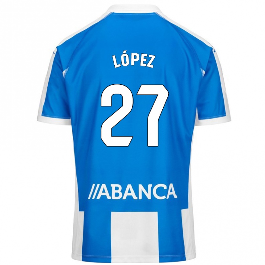 Kids Football Rubén López #27 Blue White Home Jersey 2024/25 T-Shirt Uk