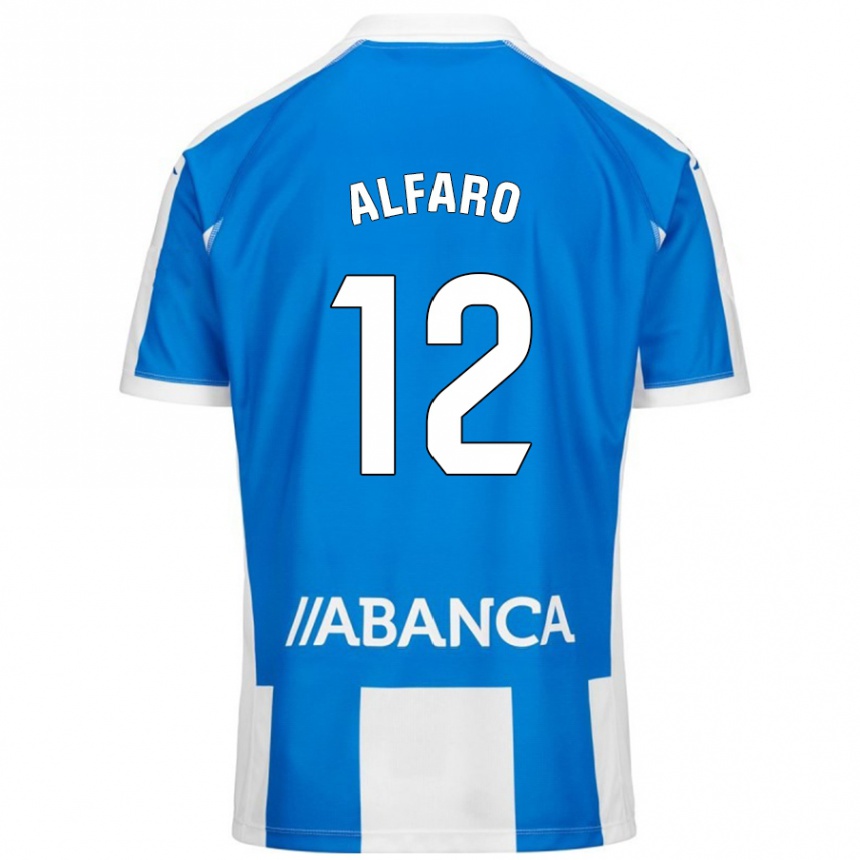 Kids Football Alejandro Alfaro #12 Blue White Home Jersey 2024/25 T-Shirt Uk