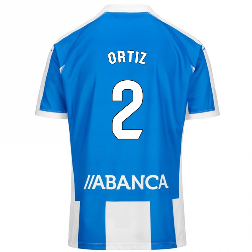 Kids Football Samara Ortiz #2 Blue White Home Jersey 2024/25 T-Shirt Uk