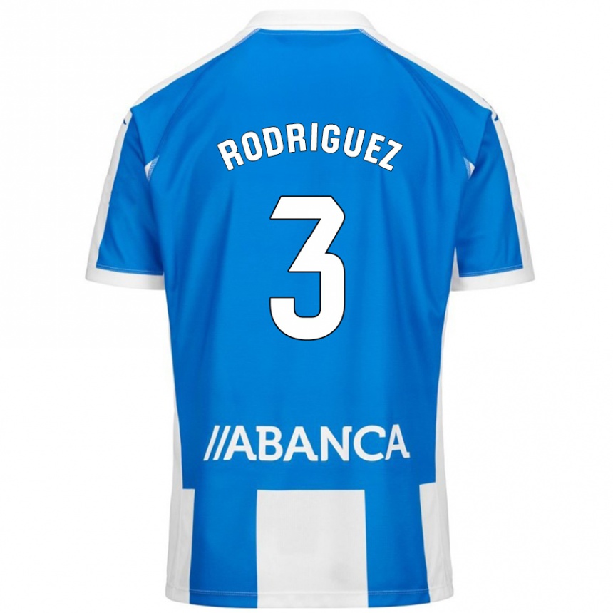 Kids Football Clara Rodríguez #3 Blue White Home Jersey 2024/25 T-Shirt Uk