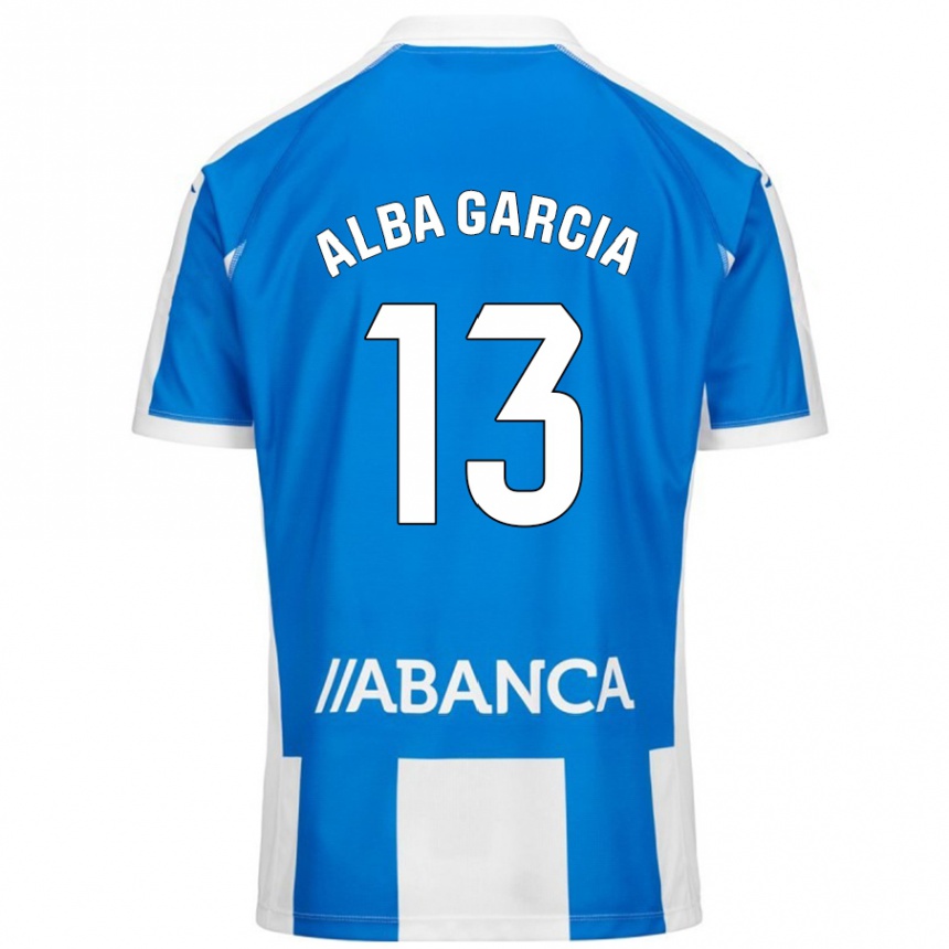 Kids Football Lucía Alba García #13 Blue White Home Jersey 2024/25 T-Shirt Uk