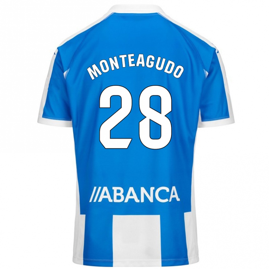 Kids Football Paula Monteagudo #28 Blue White Home Jersey 2024/25 T-Shirt Uk