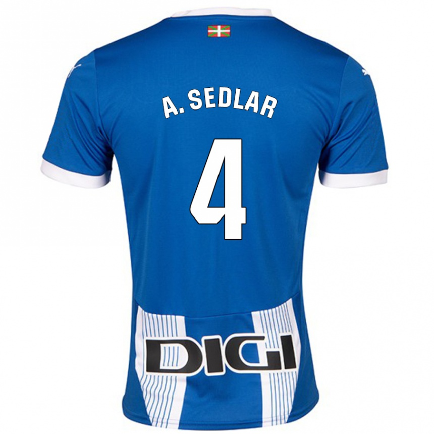 Kids Football Aleksandar Sedlar #4 Blue Home Jersey 2024/25 T-Shirt Uk