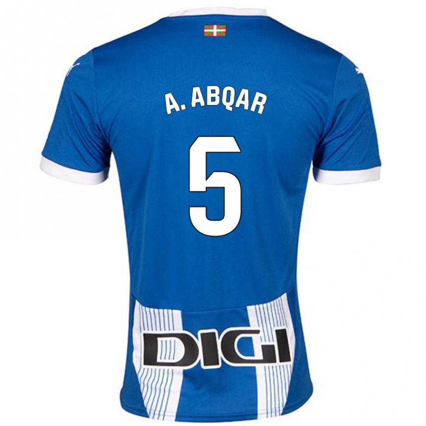 Kids Football Abdel Abqar #5 Blue Home Jersey 2024/25 T-Shirt Uk