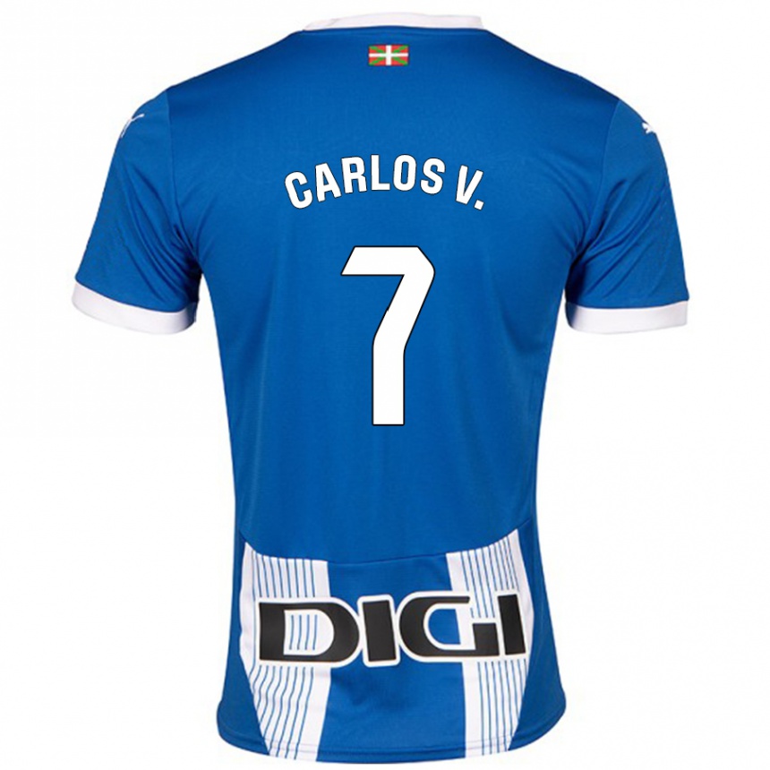 Kids Football Carlos Vicente #7 Blue Home Jersey 2024/25 T-Shirt Uk