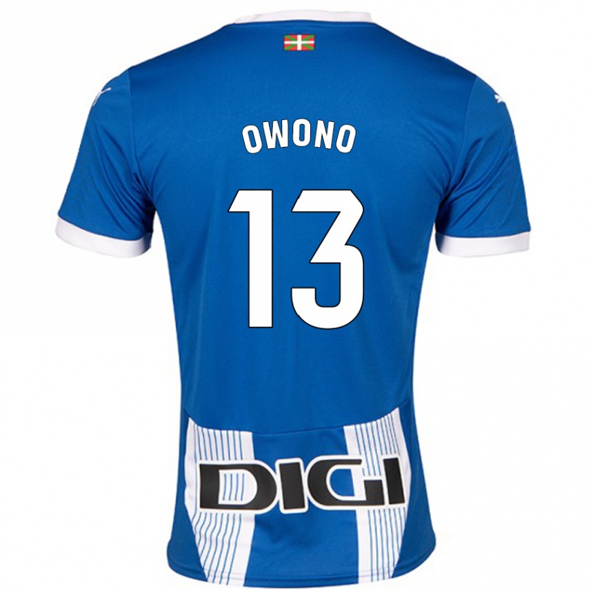 Kids Football Jesús Owono #13 Blue Home Jersey 2024/25 T-Shirt Uk