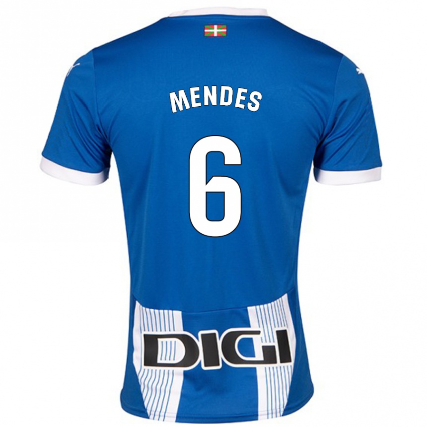 Kids Football Tomás Mendes #6 Blue Home Jersey 2024/25 T-Shirt Uk