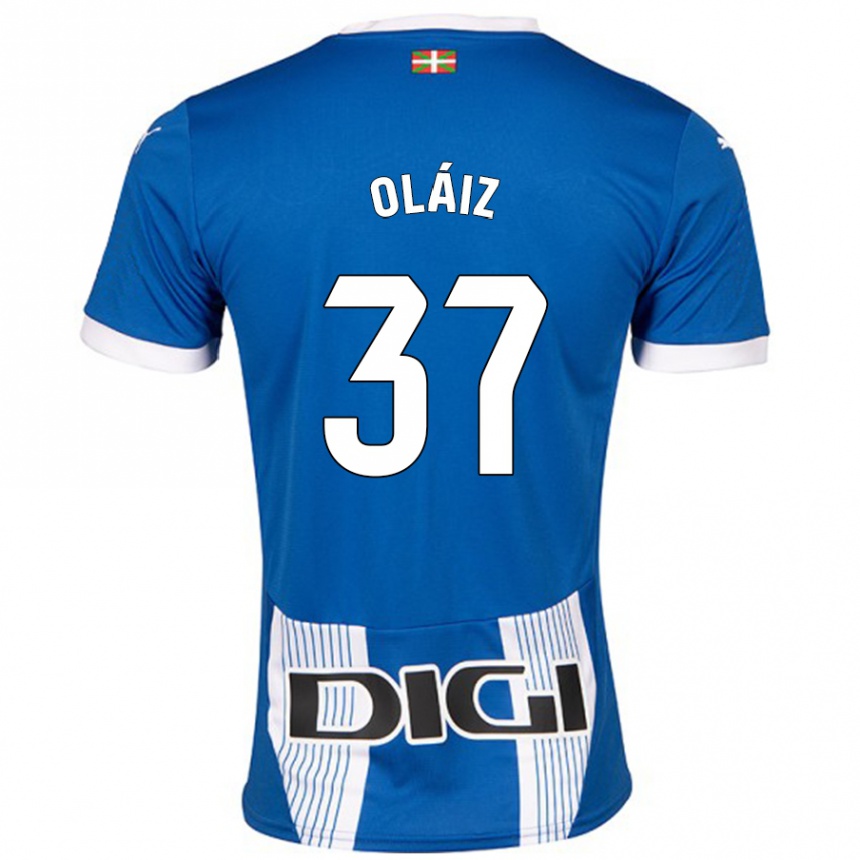 Kids Football Xanet Oláiz #37 Blue Home Jersey 2024/25 T-Shirt Uk