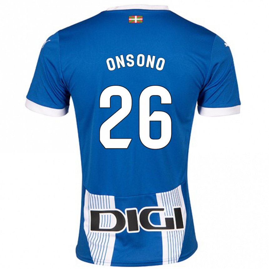 Kids Football Lorea Onsoño #26 Blue Home Jersey 2024/25 T-Shirt Uk