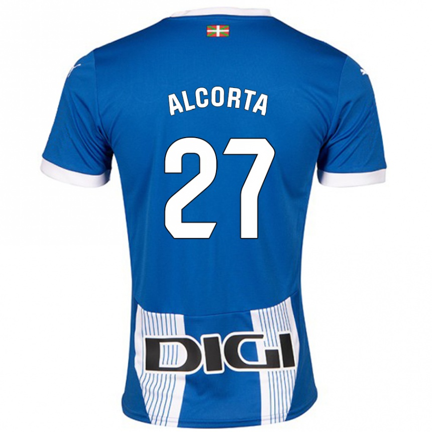 Kids Football Alaitz Alcorta #27 Blue Home Jersey 2024/25 T-Shirt Uk