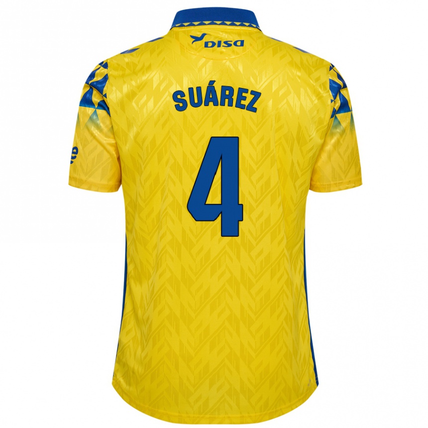 Kids Football Alex Suárez #4 Yellow Blue Home Jersey 2024/25 T-Shirt Uk