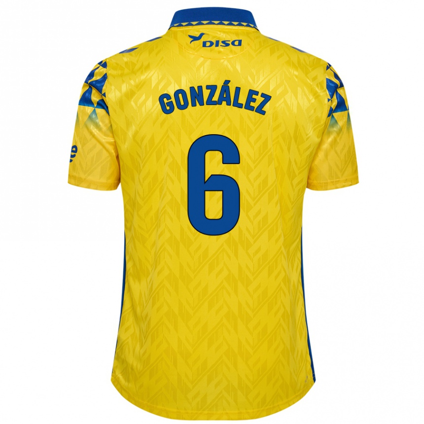 Kids Football Fabio González #6 Yellow Blue Home Jersey 2024/25 T-Shirt Uk