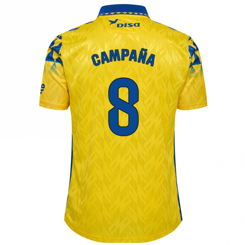 Kids Football José Campaña #8 Yellow Blue Home Jersey 2024/25 T-Shirt Uk