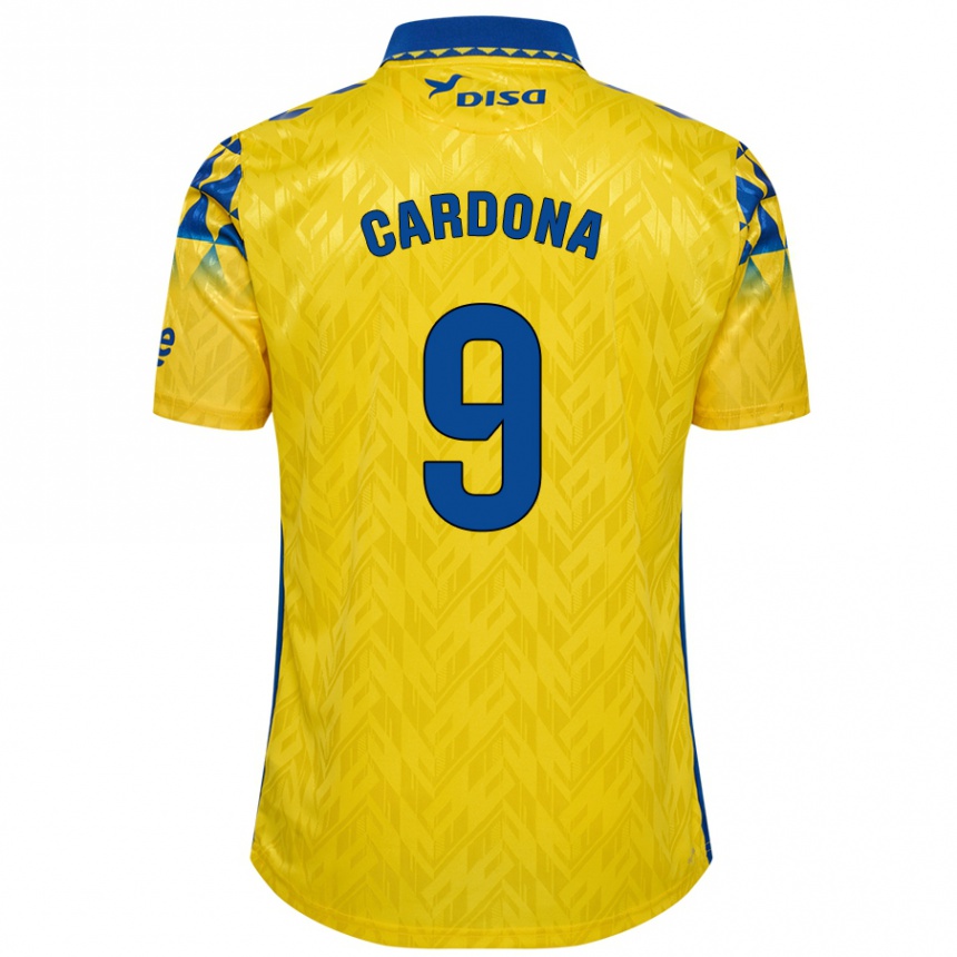 Kids Football Marc Cardona #9 Yellow Blue Home Jersey 2024/25 T-Shirt Uk