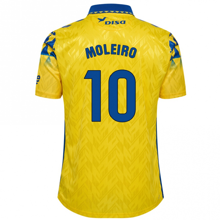 Kids Football Alberto Moleiro #10 Yellow Blue Home Jersey 2024/25 T-Shirt Uk