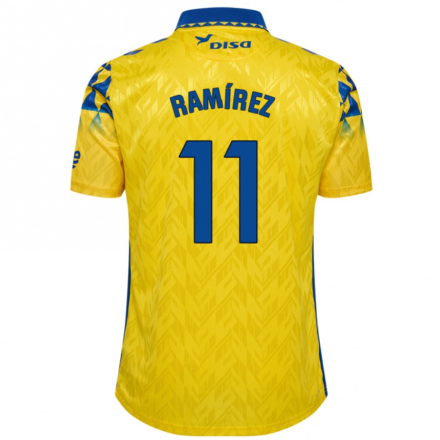 Kids Football Benito Ramírez #11 Yellow Blue Home Jersey 2024/25 T-Shirt Uk