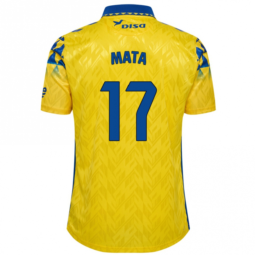 Kids Football Jaime Mata #17 Yellow Blue Home Jersey 2024/25 T-Shirt Uk